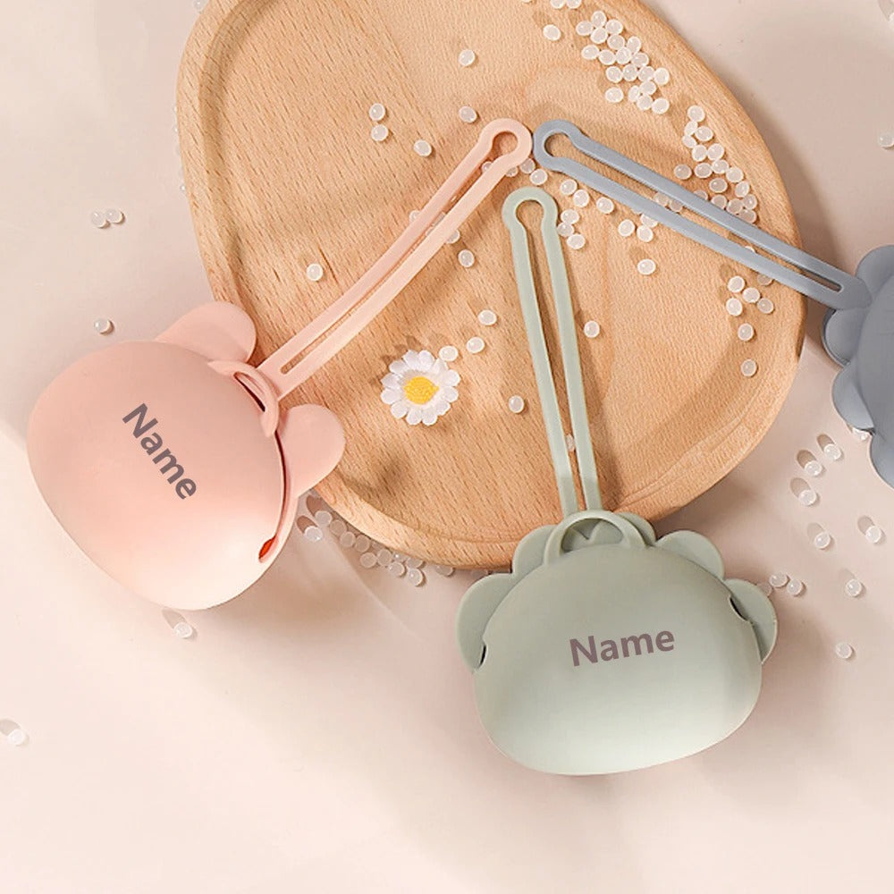 Bear Pacifier Case – Personalised Storage Pouch Custom Name Engraving Baby Gift