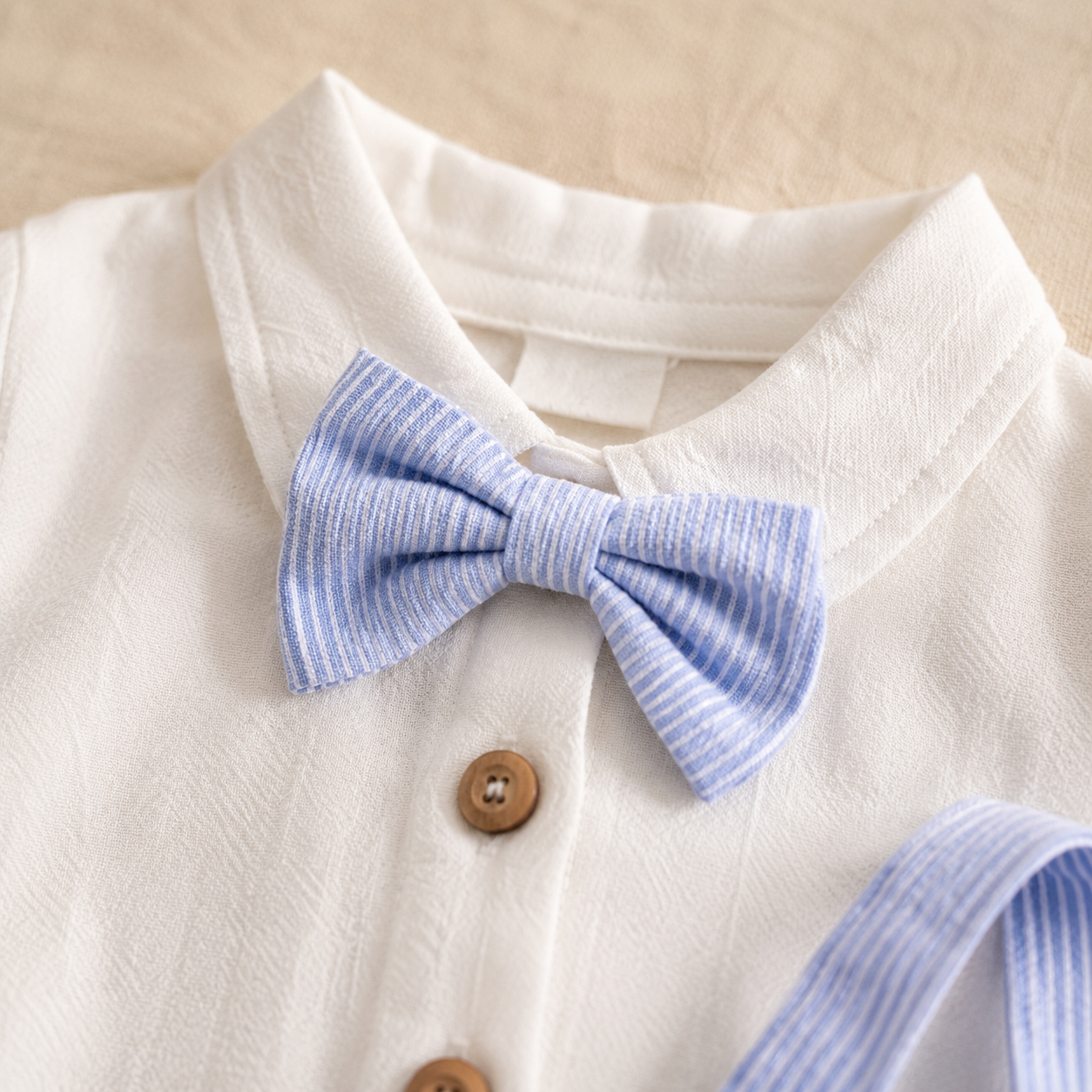 Baby Boy Gentleman Outfit – Romper Suspender Shorts Bowtie Summer Set