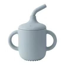 Silicone Sippy Cup with Straw – Baby Learning Cup with Dual Handles, Toddler Drinkware