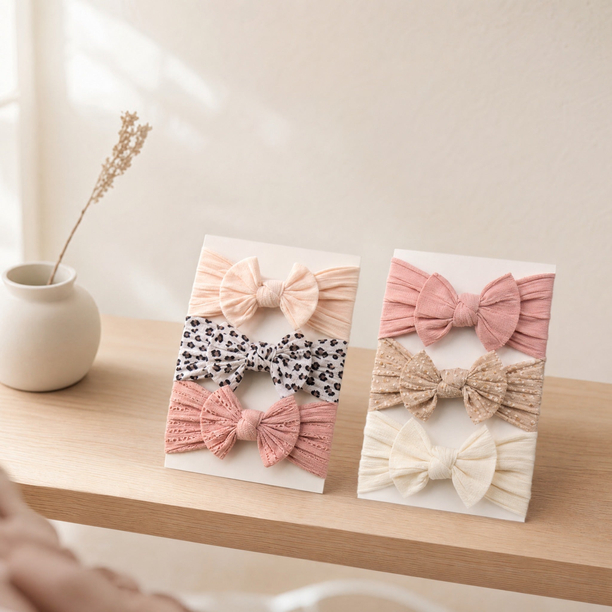 Baby Girl Bow Headbands Set of 3 – Newborn Hair Accessories Infant Gift