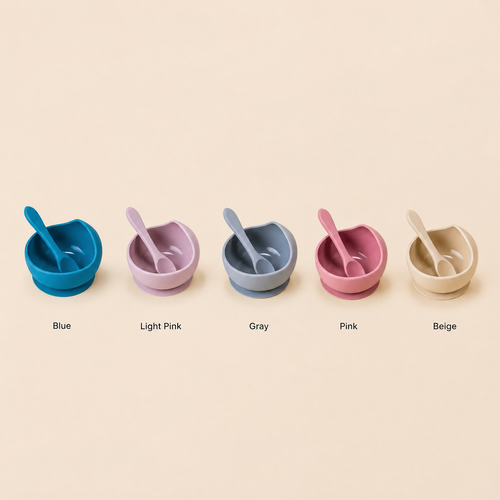 Silicone Suction Bowl and Spoon Set – Baby Weaning Feeding Tableware