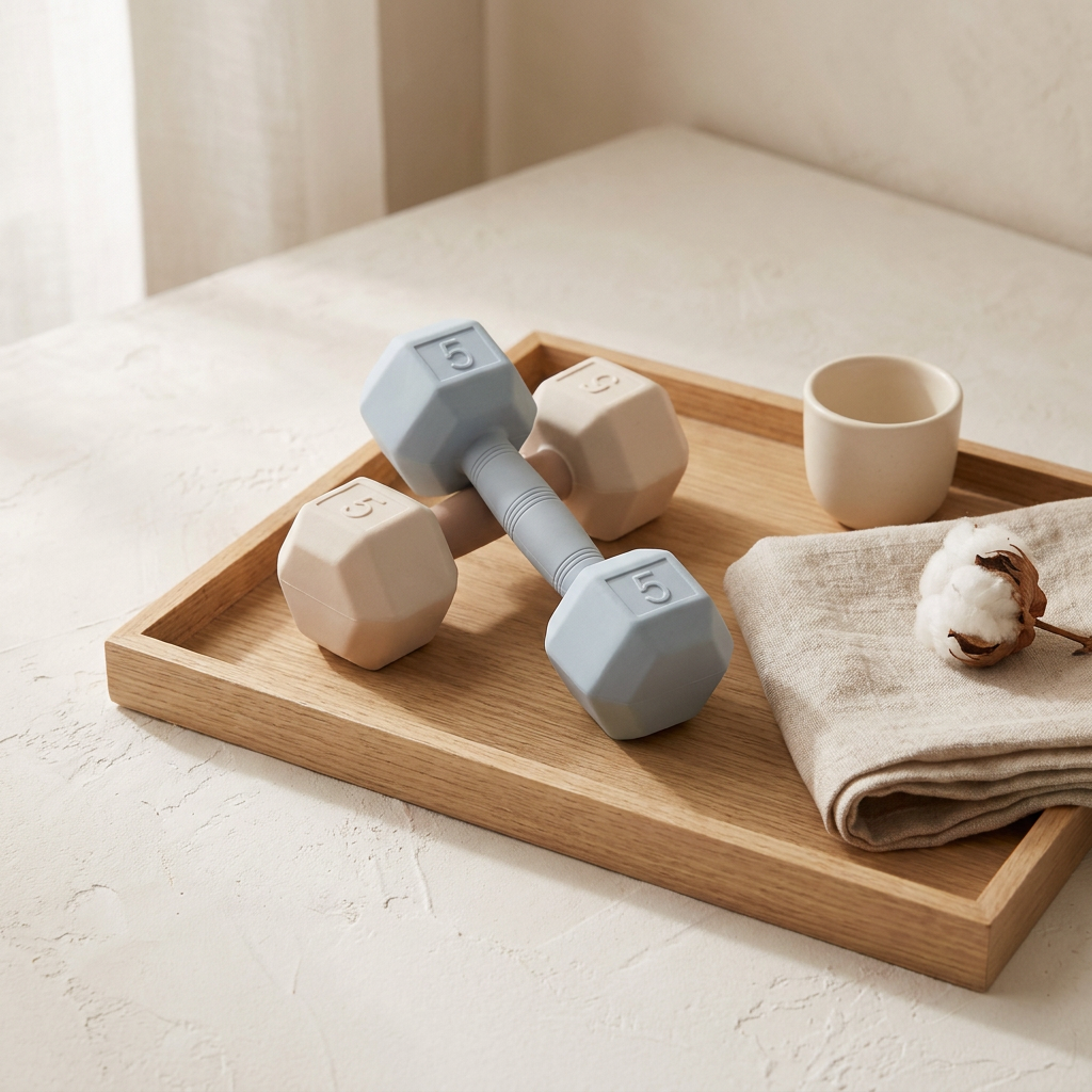 Baby Dumbbell Rattle Teether – Silicone BPA Free Newborn Toy Infant Gift