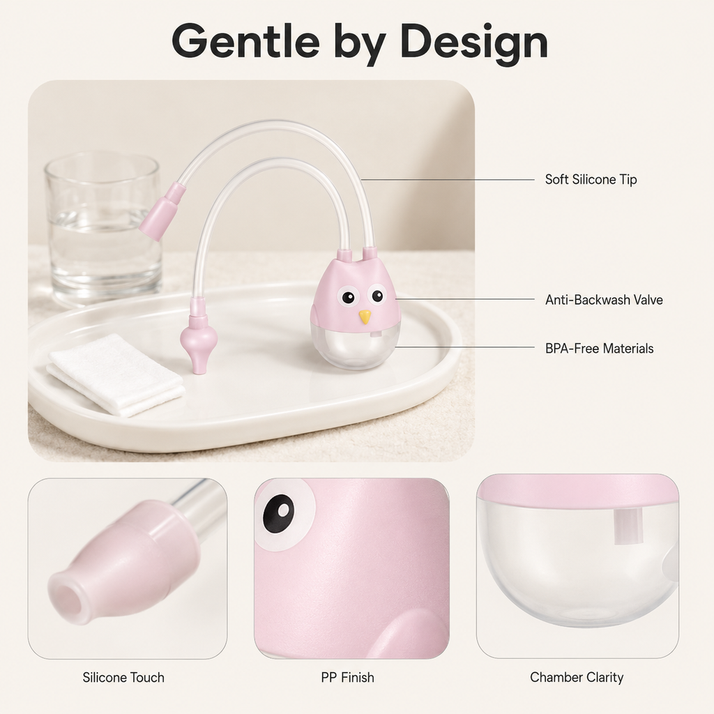 Baby Nasal Aspirator – Gentle Silicone Nose Cleaner for Newborns, Travel Health Essential