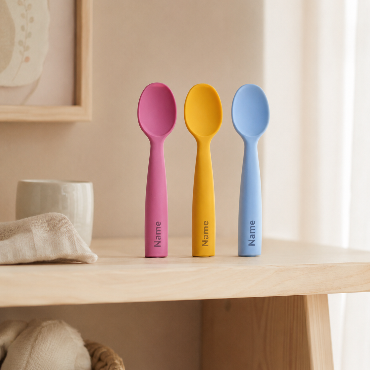 Personalized Silicone Baby Spoon – Custom Name Soft Weaning Spoon for Infants