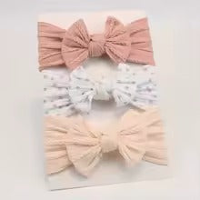 Baby Girl Bow Headbands Set of 3 – Newborn Hair Accessories Infant Gift
