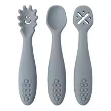 Baby Weaning Spoon Set – Soft Silicone Toddler Cutlery for Self-Feeding, 3-Piece