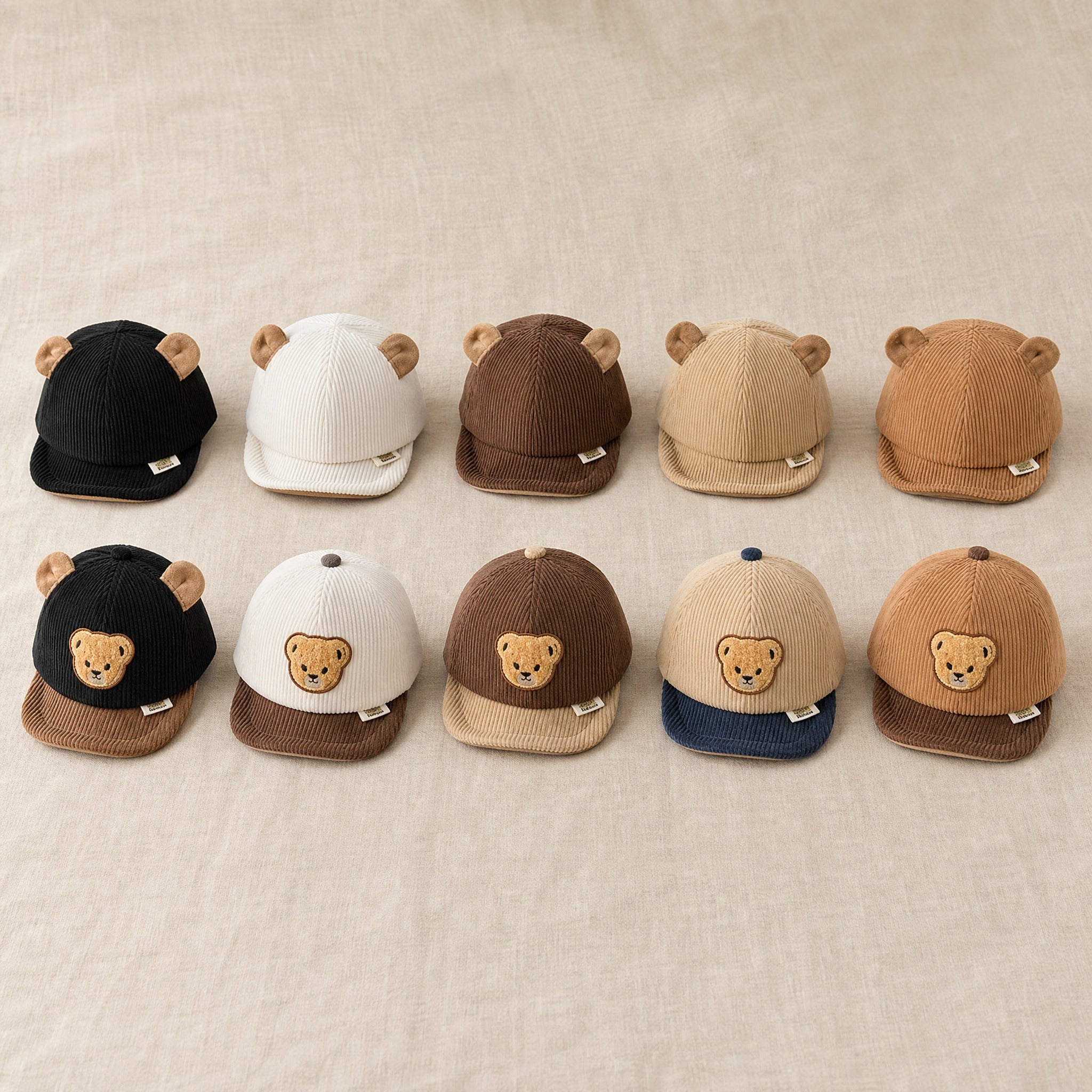 Corduroy Baby Baseball Cap – Bear Ear Hat Toddler Sun Hat Newborn Gift