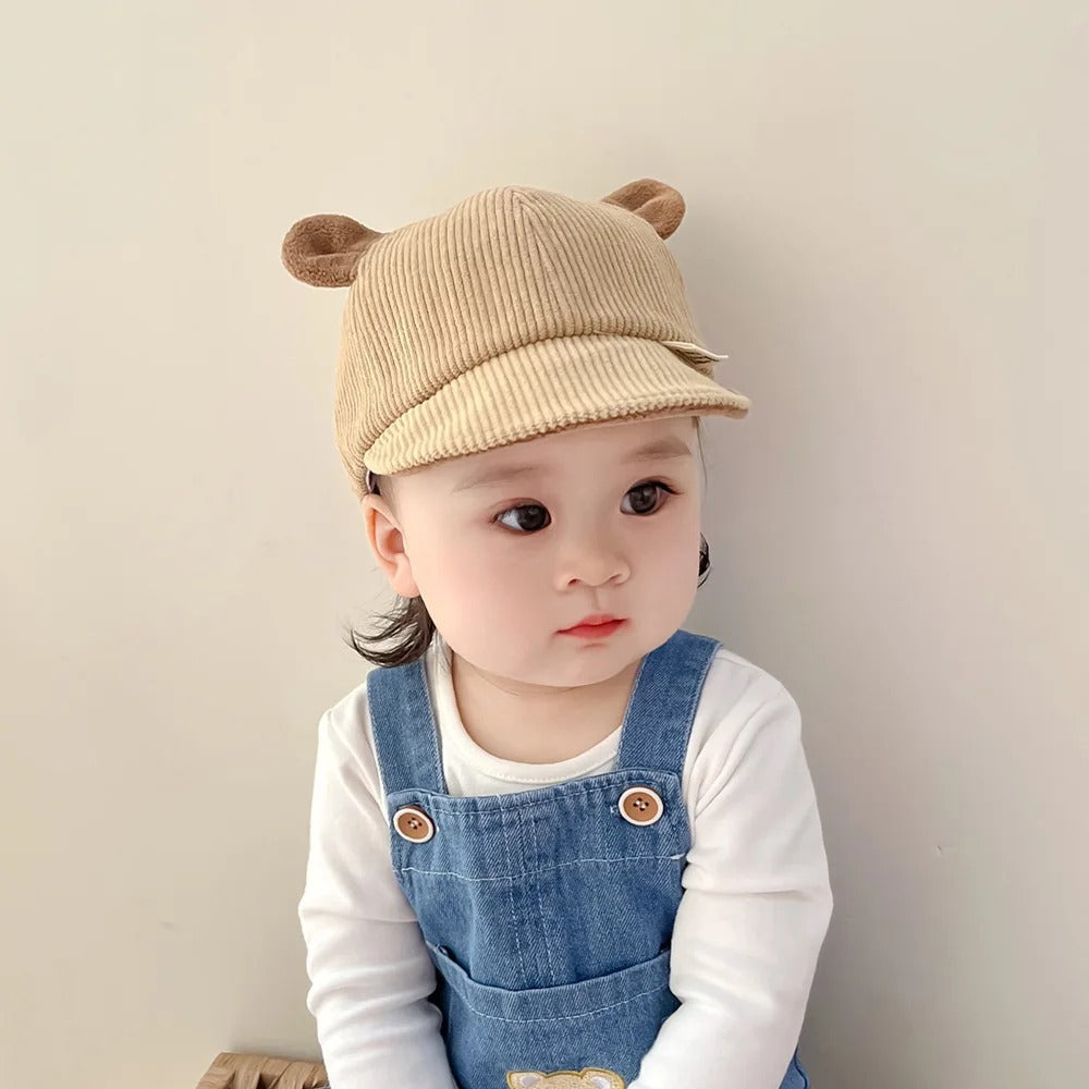 Corduroy Baby Baseball Cap – Bear Ear Hat Toddler Sun Hat Newborn Gift
