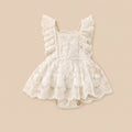 Baby Girl Lace Romper Dress – Floral Embroidery Ruffle Sleeveless Summer Jumpsuit
