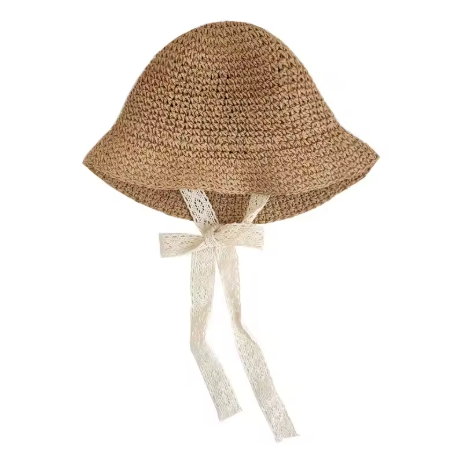 Baby Girl Straw Hat – Lace Bow Sun Hat for Toddlers, Beach & Summer