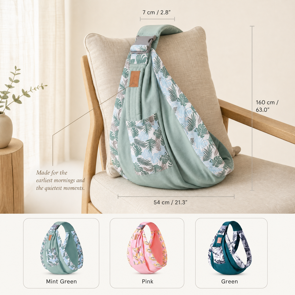 Baby Wrap Sling – Cotton Newborn Carrier, Nursing Cover, Breathable Mesh, 0–36 Months