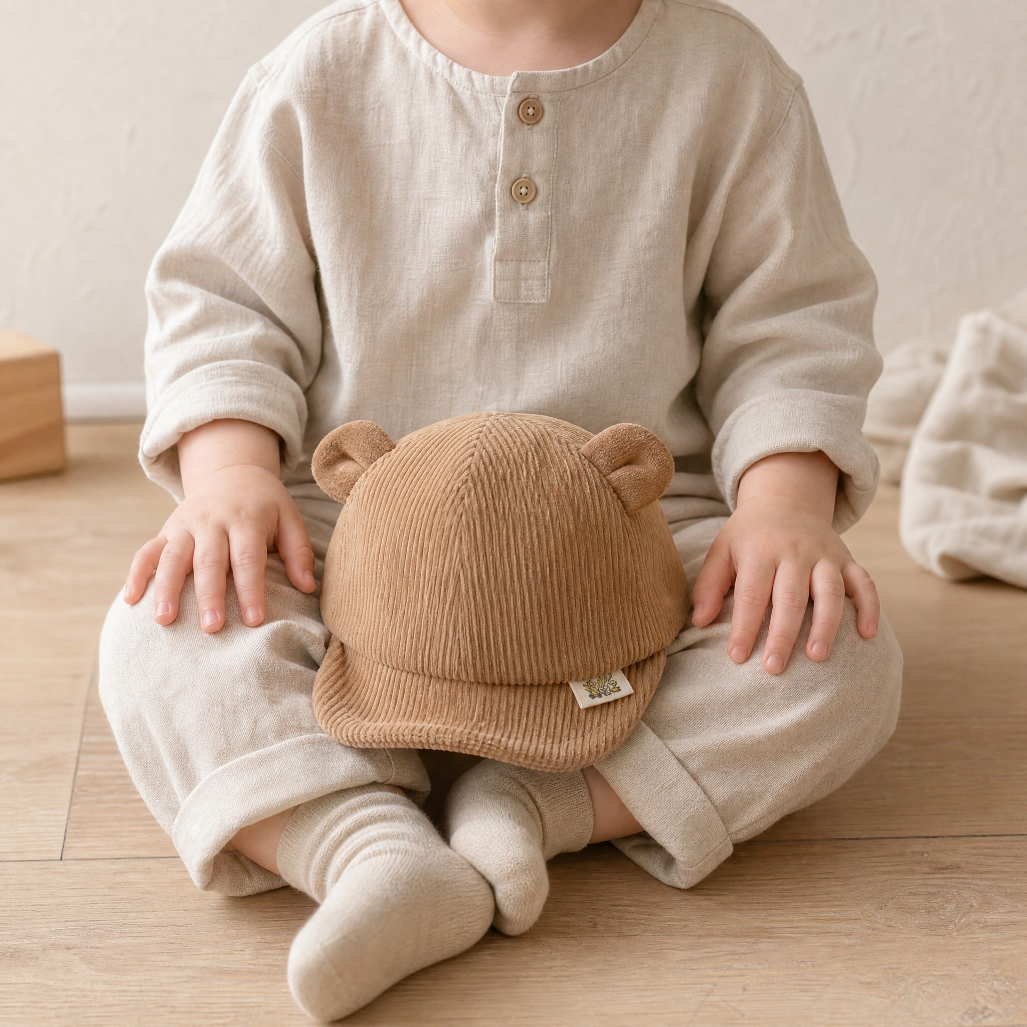 Corduroy Baby Baseball Cap – Bear Ear Hat Toddler Sun Hat Newborn Gift