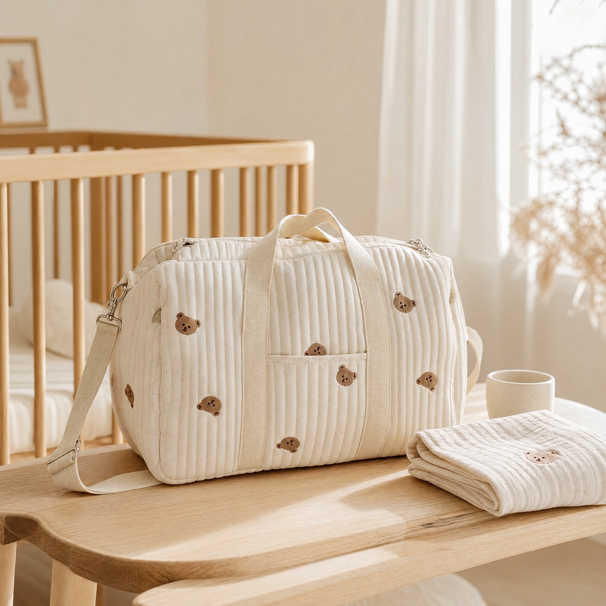 Mommy Bag Bear Maternity Diaper Bag – Quilted Large Hospital Bag for Baby