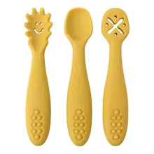 Baby Weaning Spoon Set – Soft Silicone Toddler Cutlery for Self-Feeding, 3-Piece