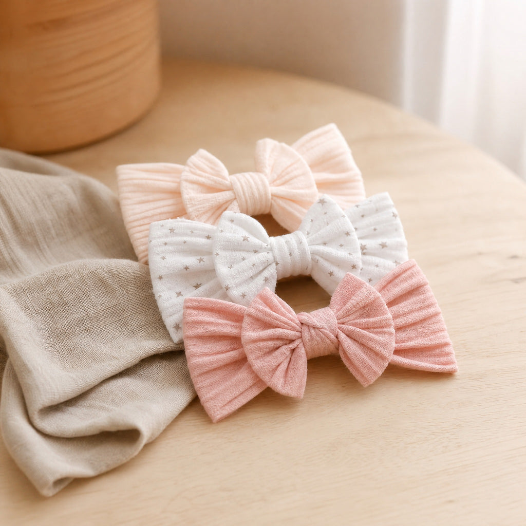 Baby Girl Bow Headbands Set of 3 – Newborn Hair Accessories Infant Gift