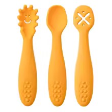 Baby Weaning Spoon Set – Soft Silicone Toddler Cutlery for Self-Feeding, 3-Piece
