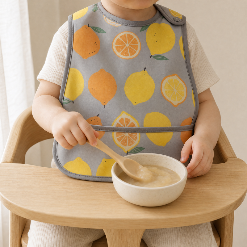 Waterproof Baby Bib with Pocket – Wipe Clean Feeding Apron for Toddlers