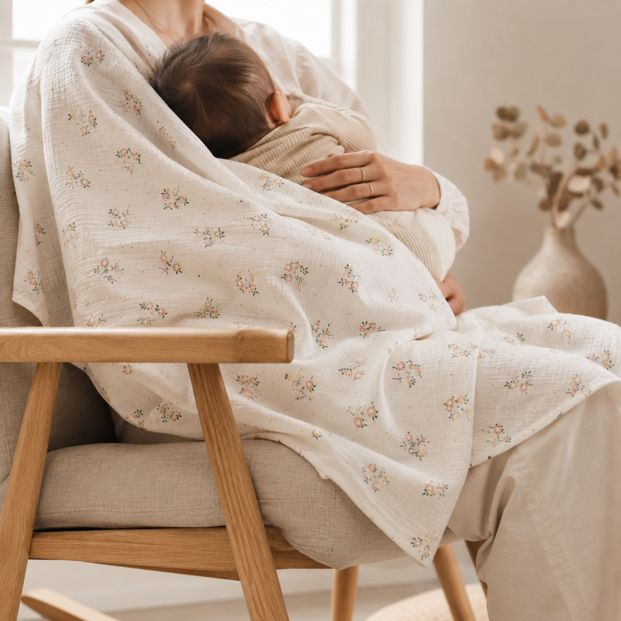 Muslin Baby Blanket – Cotton Swaddle Wrap, Newborn Receiving Blanket, Nursery Bedding