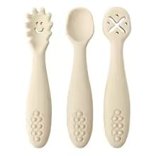 Baby Weaning Spoon Set – Soft Silicone Toddler Cutlery for Self-Feeding, 3-Piece