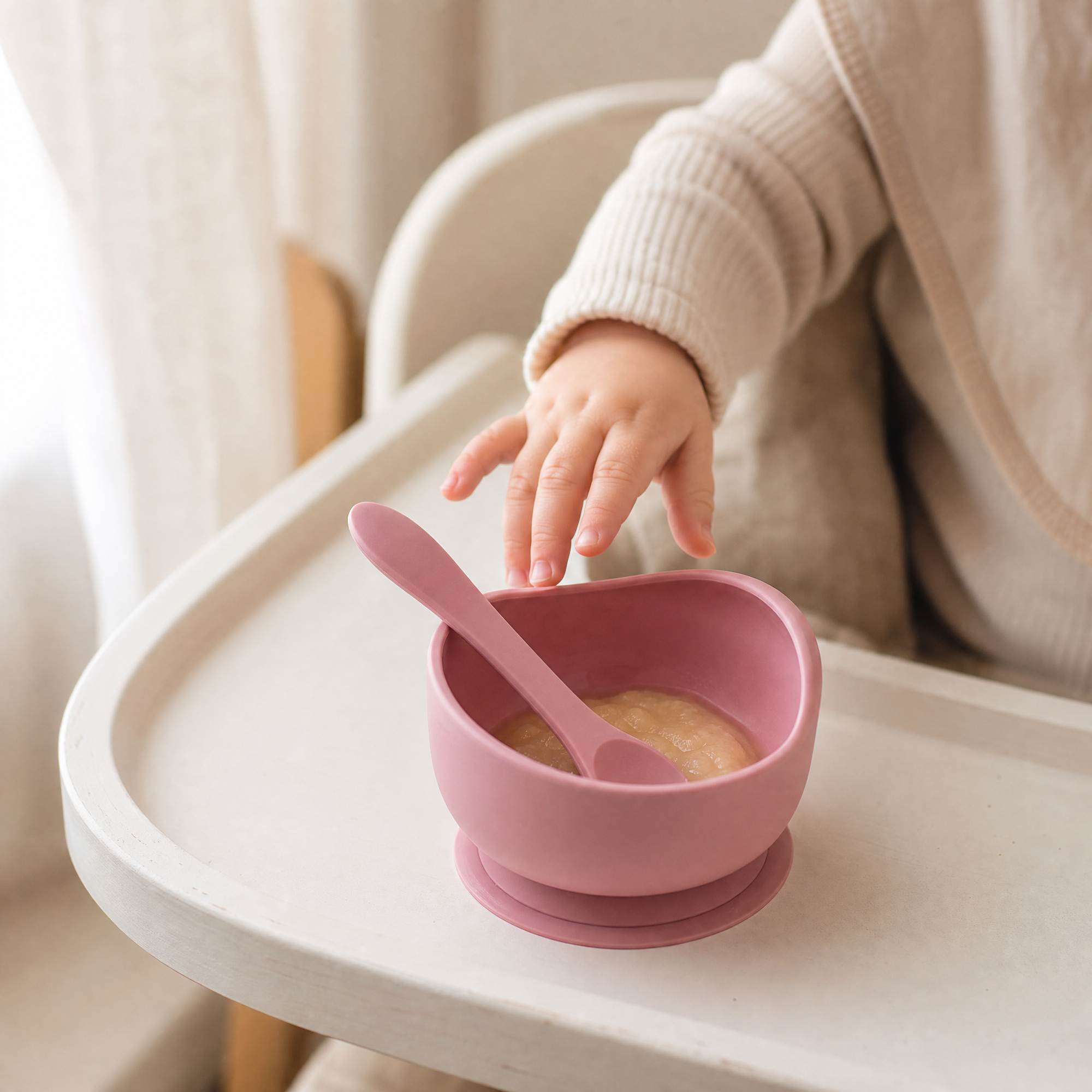 Silicone Suction Bowl and Spoon Set – Baby Weaning Feeding Tableware