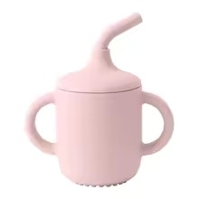 Silicone Sippy Cup with Straw – Baby Learning Cup with Dual Handles, Toddler Drinkware