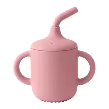 Silicone Sippy Cup with Straw – Baby Learning Cup with Dual Handles, Toddler Drinkware