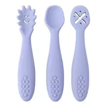 Baby Weaning Spoon Set – Soft Silicone Toddler Cutlery for Self-Feeding, 3-Piece