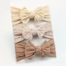 Baby Girl Bow Headbands Set of 3 – Newborn Hair Accessories Infant Gift