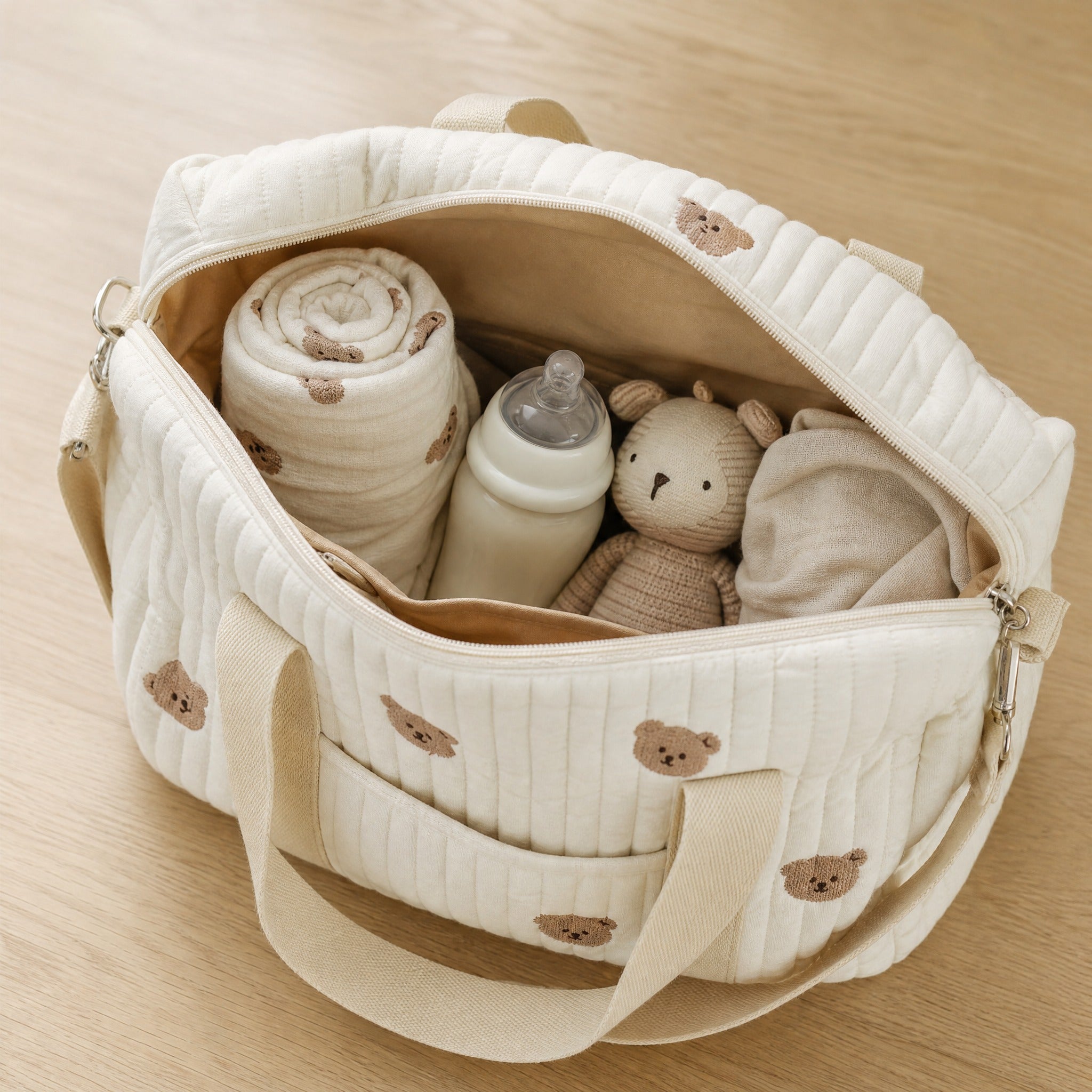 Mommy Bag Bear Maternity Diaper Bag – Quilted Large Hospital Bag for Baby