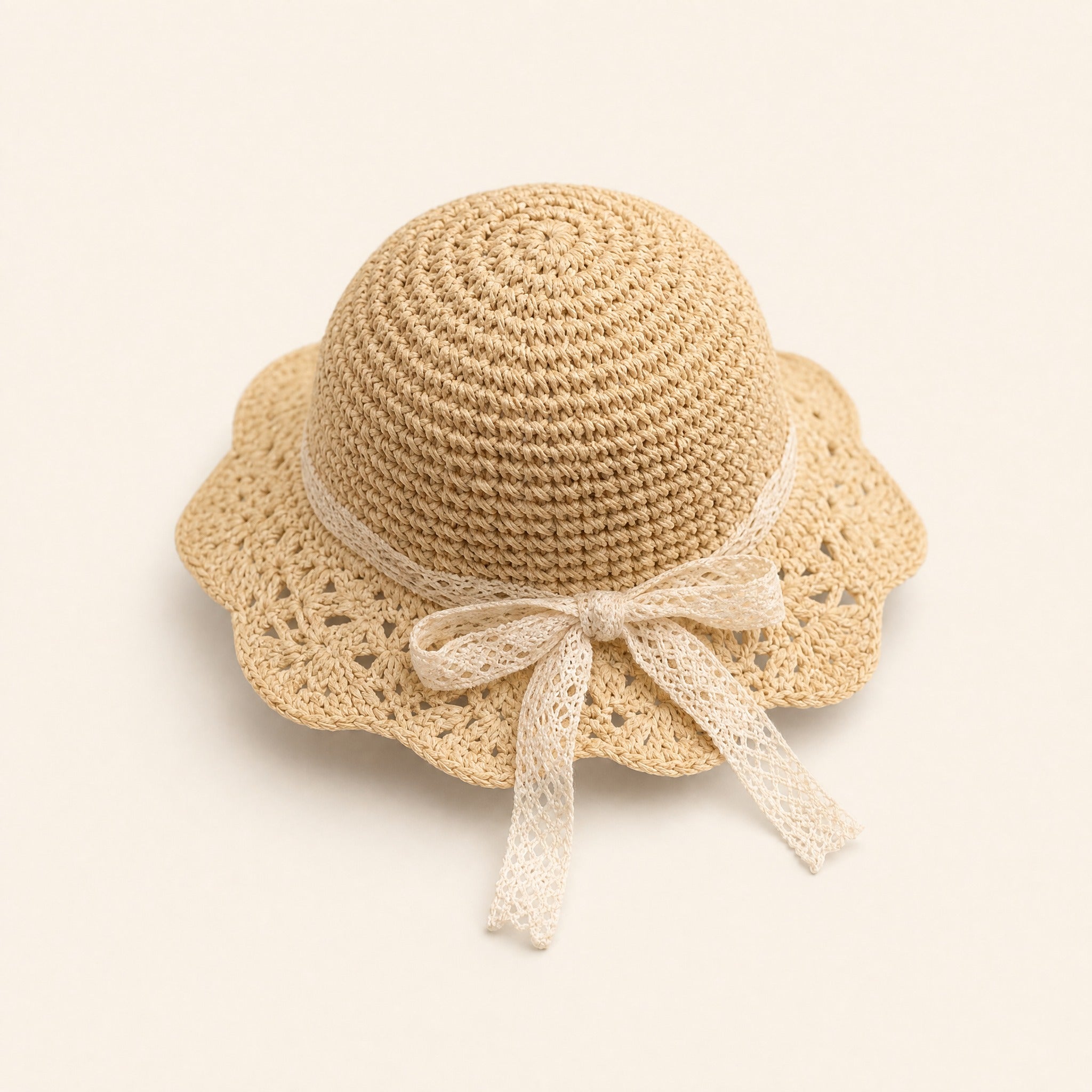Baby Girl Straw Hat – Lace Bow Sun Hat for Toddlers, Beach & Summer