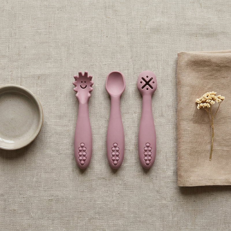 Baby Weaning Spoon Set – Soft Silicone Toddler Cutlery for Self-Feeding, 3-Piece
