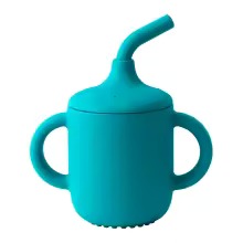 Silicone Sippy Cup with Straw – Baby Learning Cup with Dual Handles, Toddler Drinkware