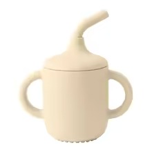 Silicone Sippy Cup with Straw – Baby Learning Cup with Dual Handles, Toddler Drinkware