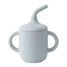 Silicone Sippy Cup with Straw – Baby Learning Cup with Dual Handles, Toddler Drinkware