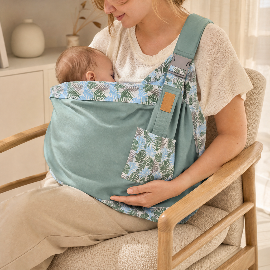 Baby Wrap Sling – Cotton Newborn Carrier, Nursing Cover, Breathable Mesh, 0–36 Months