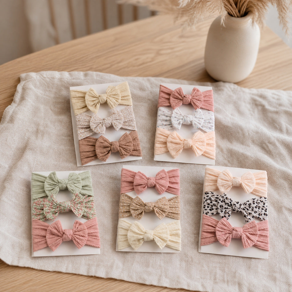 Baby Girl Bow Headbands Set of 3 – Newborn Hair Accessories Infant Gift