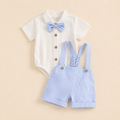 Baby Boy Gentleman Outfit – Romper Suspender Shorts Bowtie Summer Set