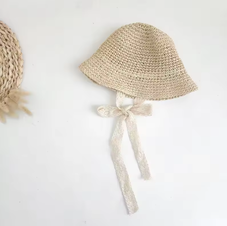 Baby Girl Straw Hat – Lace Bow Sun Hat for Toddlers, Beach & Summer