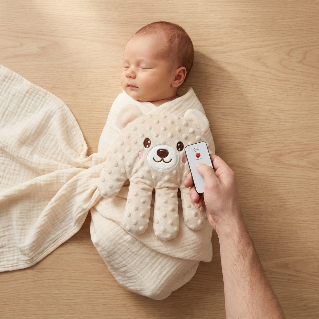 Baby Sleep Aid Palm Pillow – Vibrating Soothing Toy with Remote, 3 Modes, Newborn