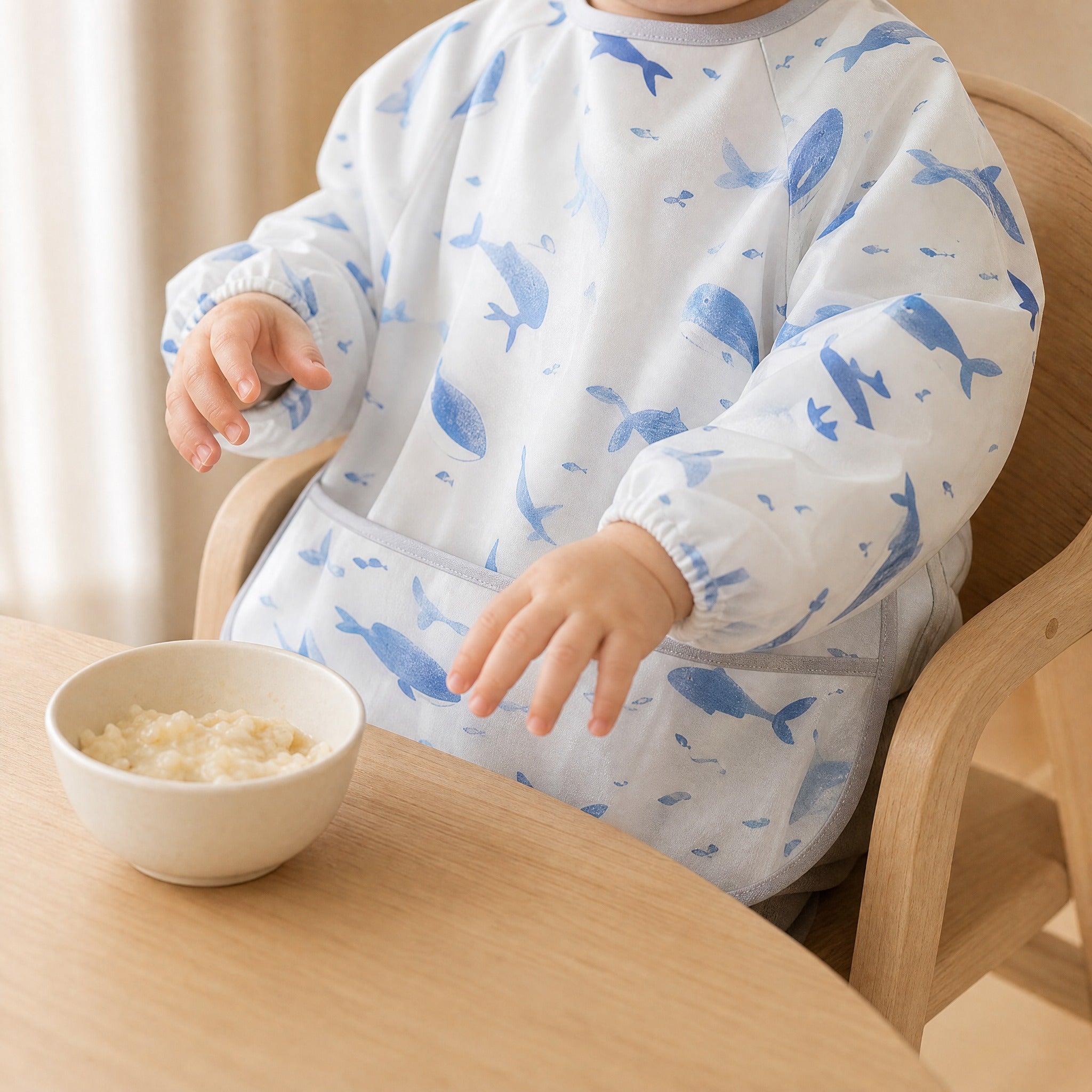 Long Sleeve Baby Bib – Waterproof Feeding Coverall, Washable, Easy Clean