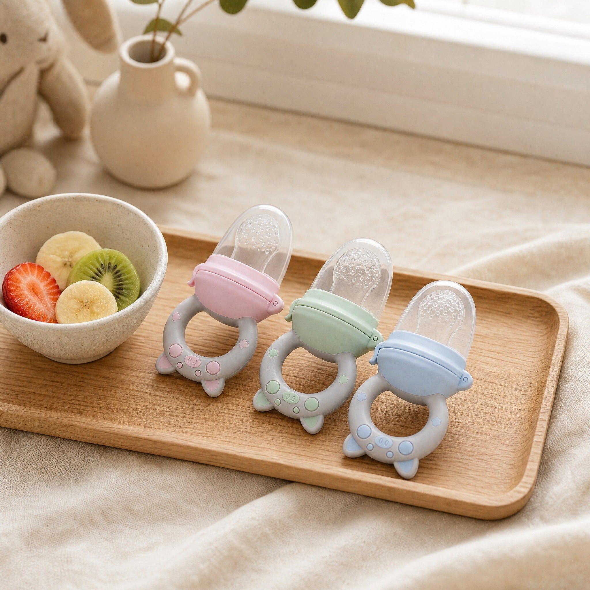 Silicone Baby Fruit Feeder Pacifier – Teething Toy Set for Infants 6–36 Months
