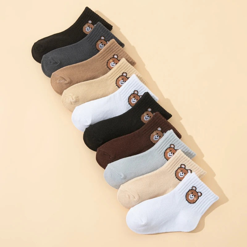 Bear Ankle Socks 10 Pack – Neutral Kids Socks Baby Toddler Boy Girl Gift Set