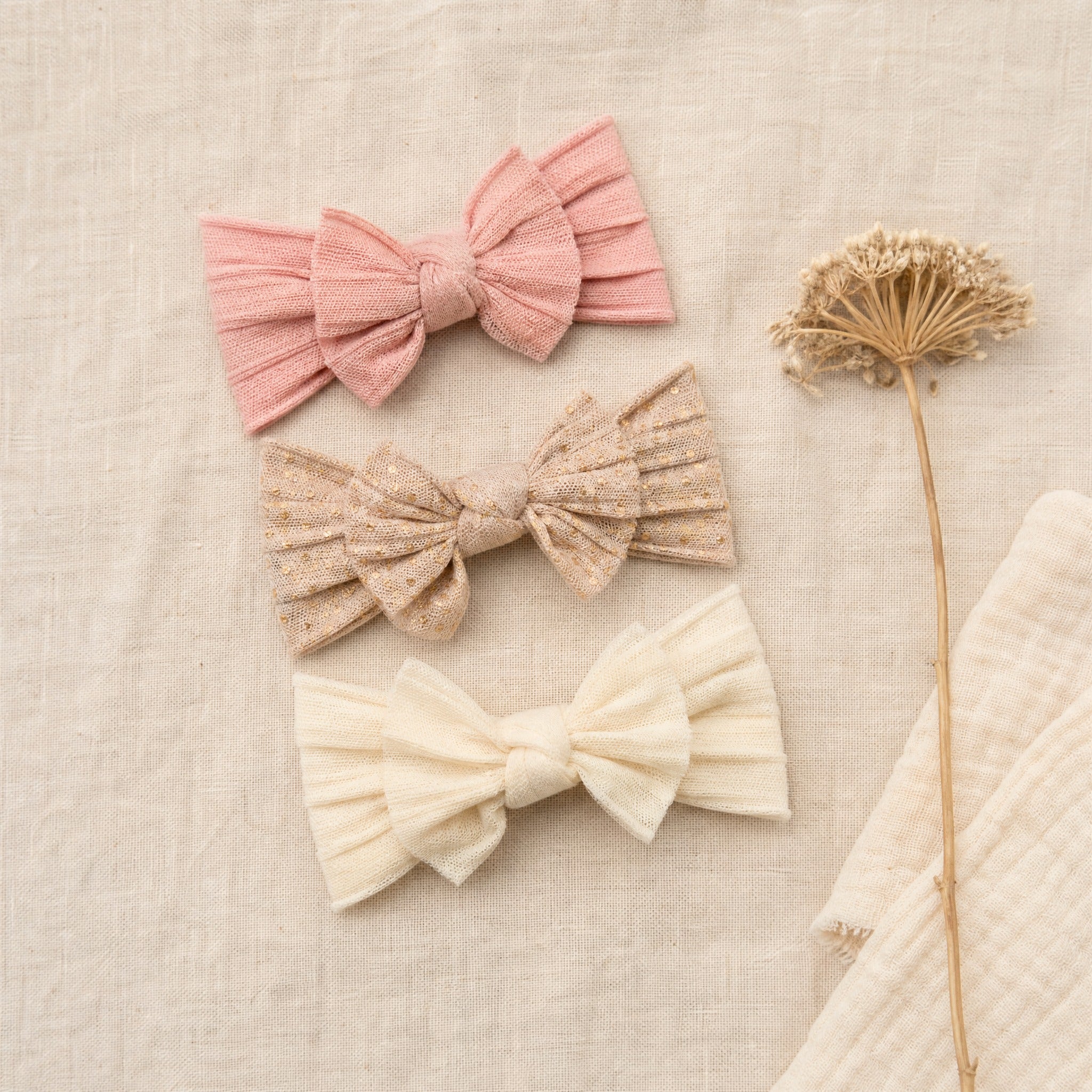Baby Girl Bow Headbands Set of 3 – Newborn Hair Accessories Infant Gift