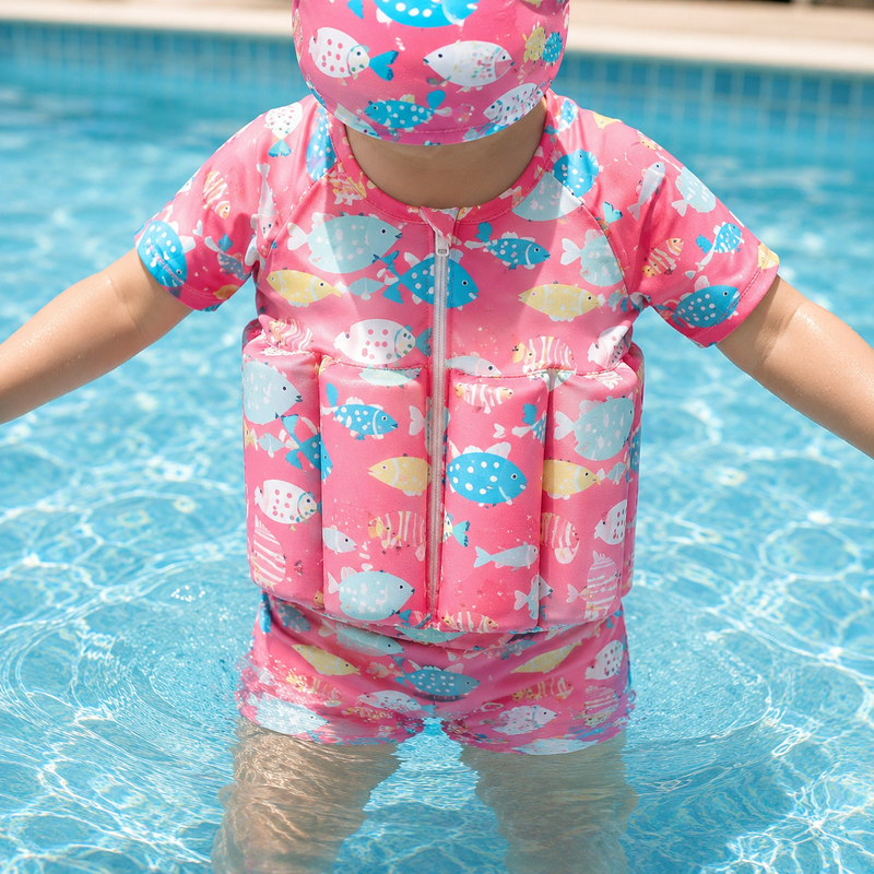 Toddler Floating Swimwear – One-Piece Rash Guard with Buoyancy Panels, Beach Pool Ready