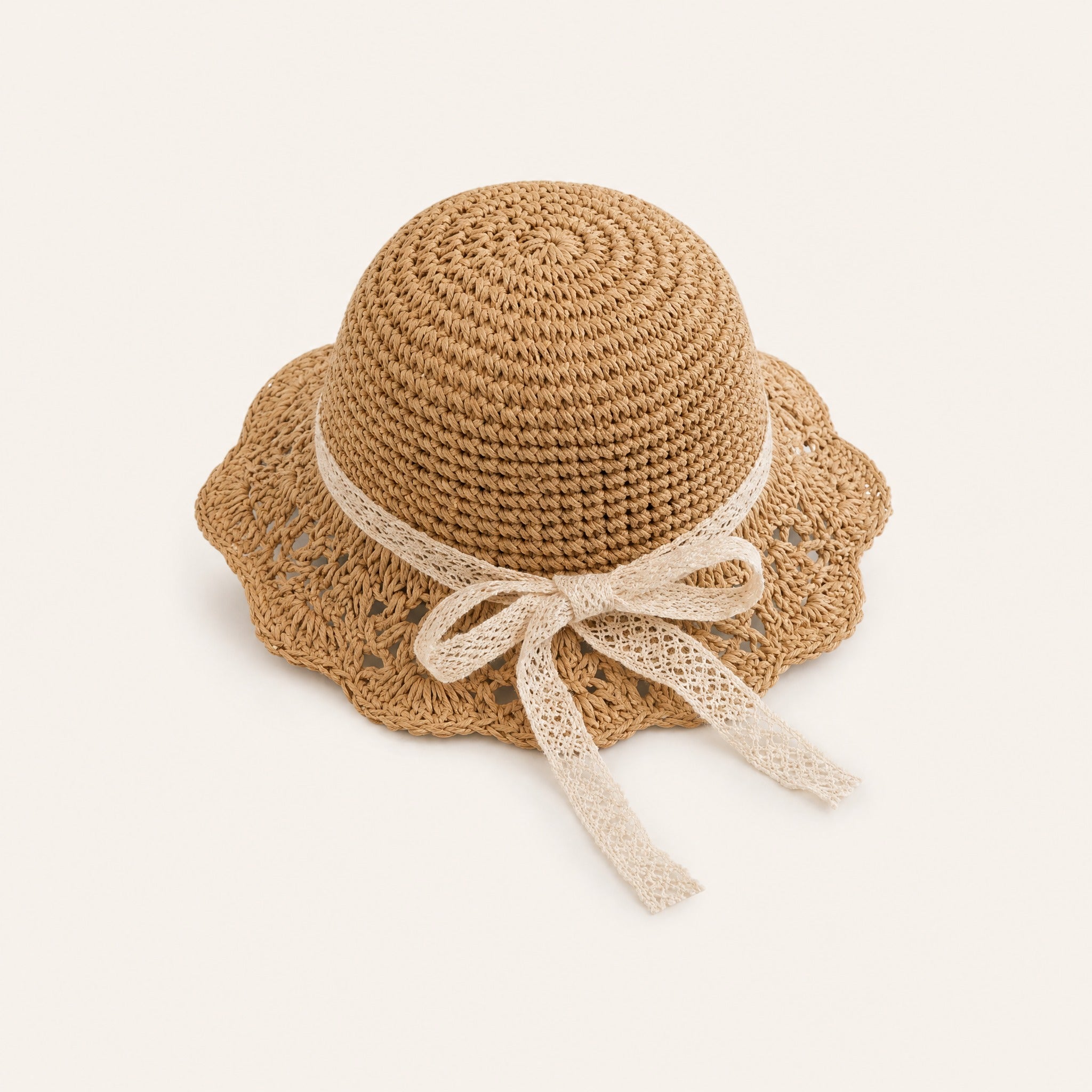 Baby Girl Straw Hat – Lace Bow Sun Hat for Toddlers, Beach & Summer