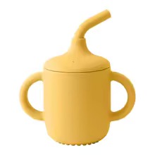 Silicone Sippy Cup with Straw – Baby Learning Cup with Dual Handles, Toddler Drinkware