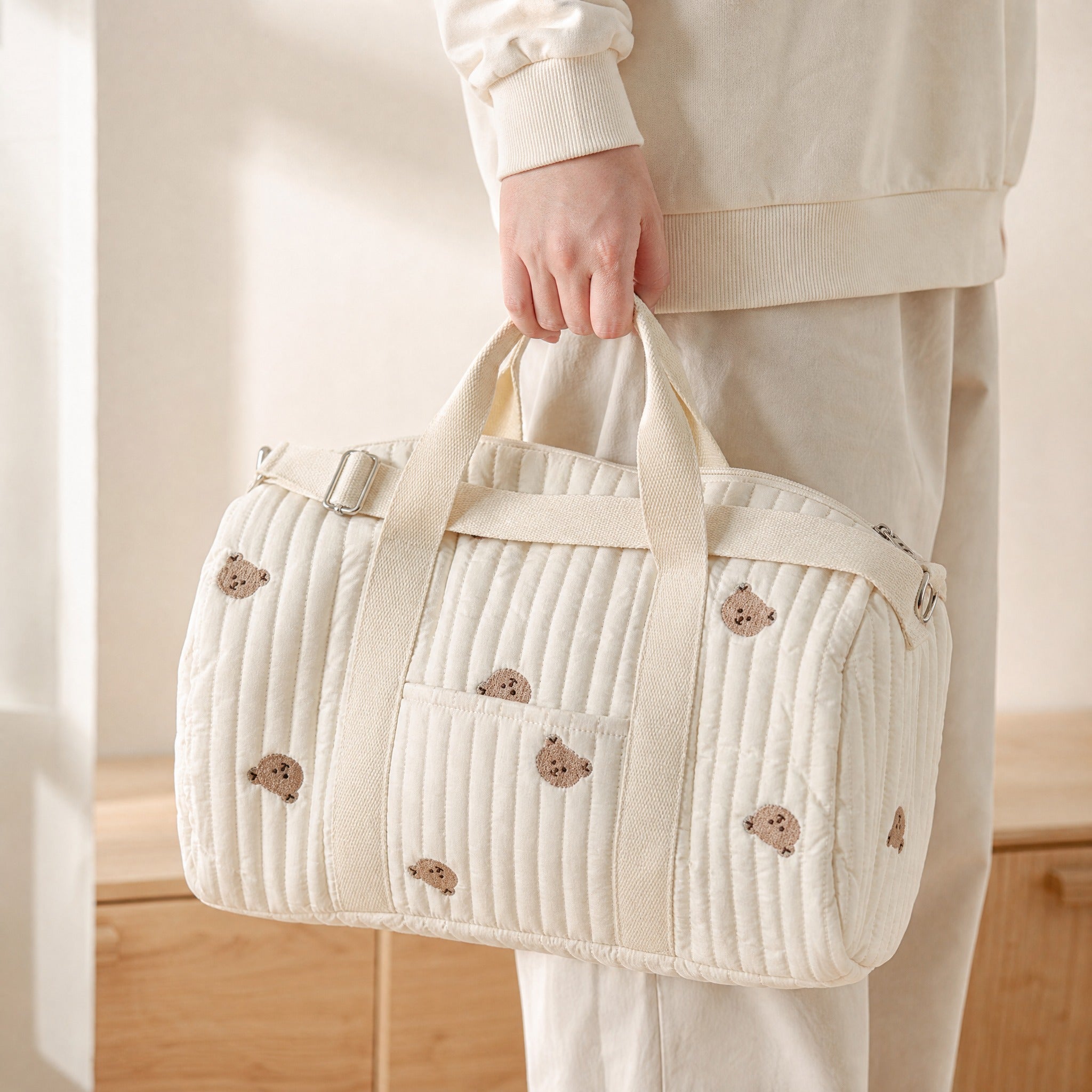 Mommy Bag Bear Maternity Diaper Bag – Quilted Large Hospital Bag for Baby