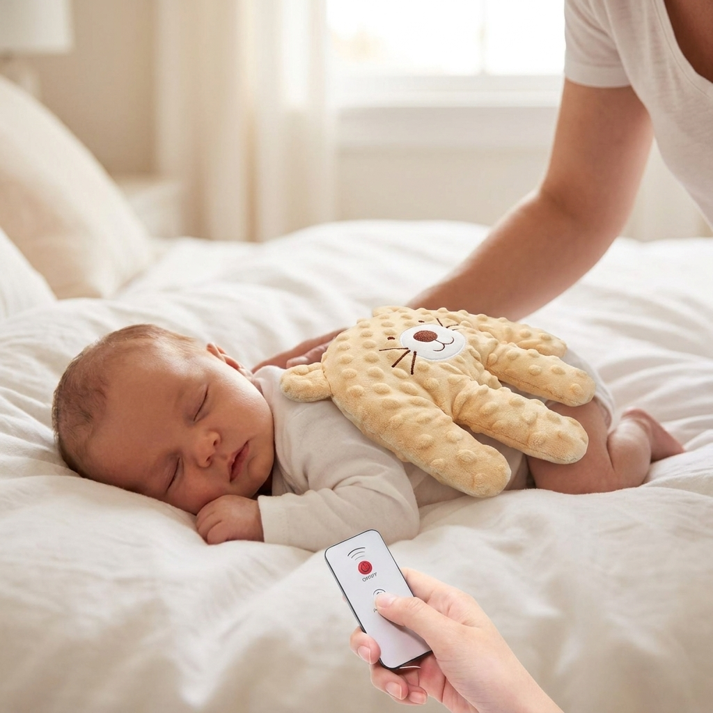 Baby Sleep Aid Palm Pillow – Vibrating Soothing Toy with Remote, 3 Modes, Newborn