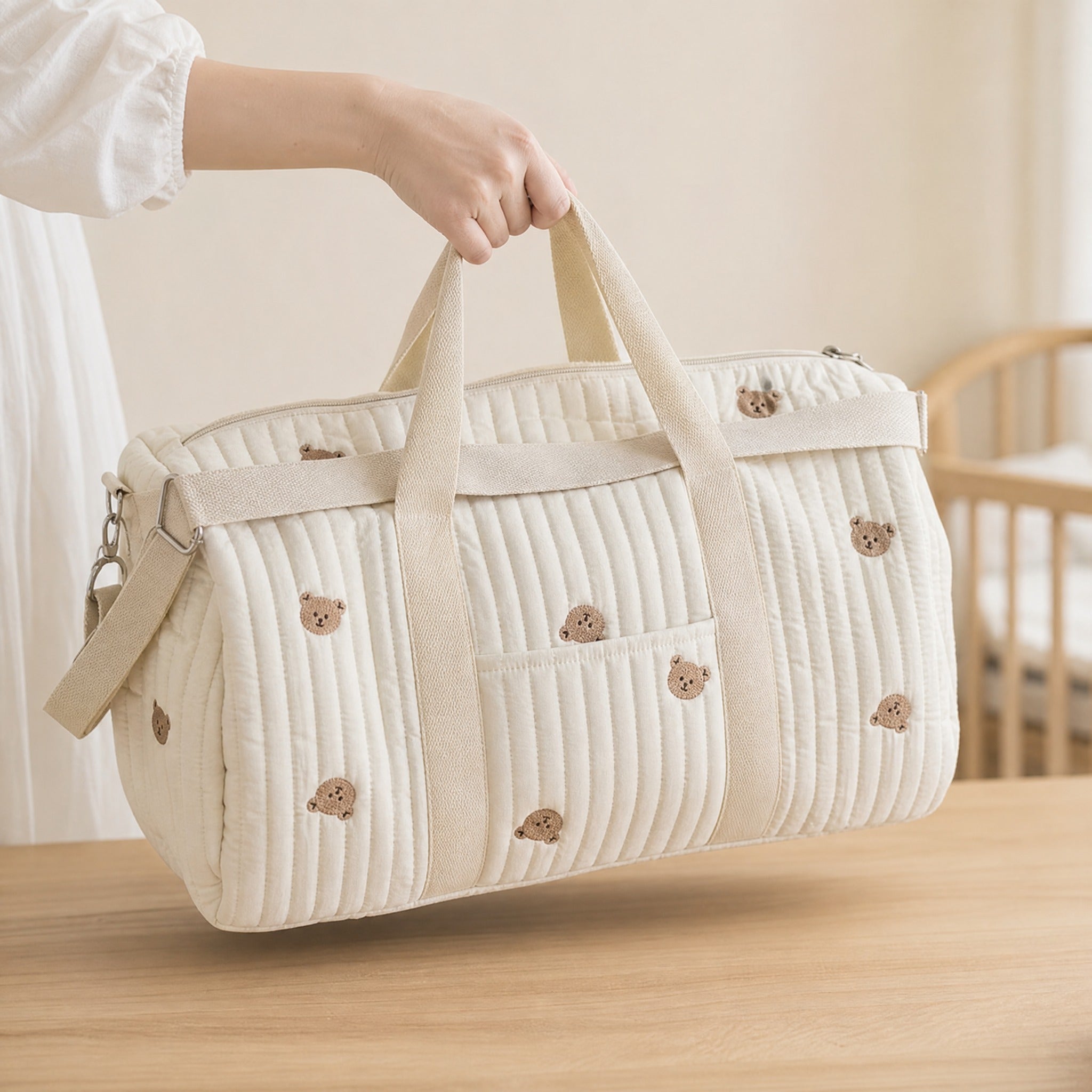 Mommy Bag Bear Maternity Diaper Bag – Quilted Large Hospital Bag for Baby