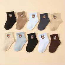 Bear Ankle Socks 10 Pack – Neutral Kids Socks Baby Toddler Boy Girl Gift Set